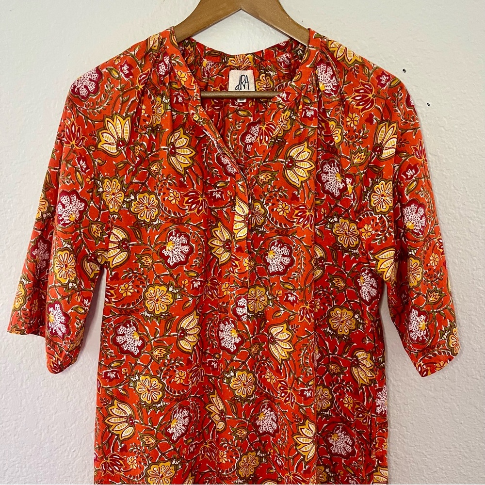 Vibrant Orange Floral Midi Dress - Picture 3 of 14